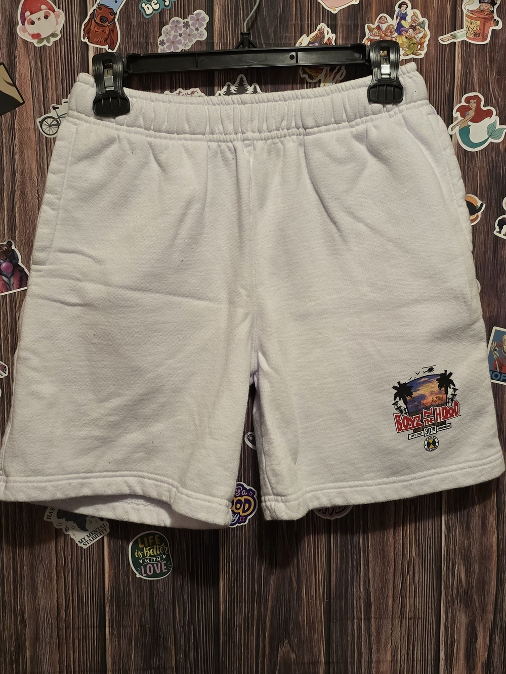 Boys n the hood womens White Casual Shorts with Beach Graphic